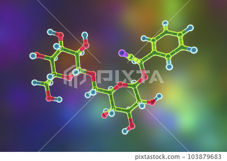 Molecular model of amygdalin, laetrile, vitamin B17, 3d illustration Molecular model of amygdalin, laetrile, vitamin B17, 3d illustration 103879683