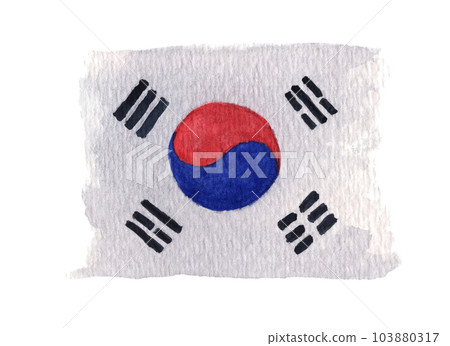 Watercolor flag of the South Korea. Watercolor flag of the South Korea. 103880317