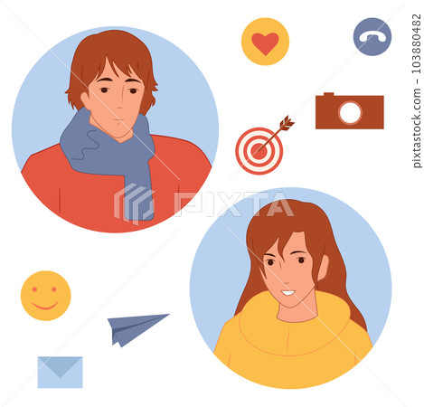 Avatar guy and girl .Vector color illustration. 103880482