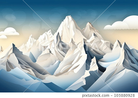 Majestic mountains papercut illustration - Generative AI. 103880928