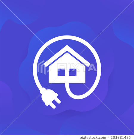electric home icon with a plug and house electric home icon with a plug and house 103881485