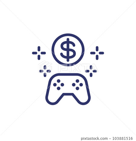 money for games line icon with gamepad money for games line icon with gamepad 103881516