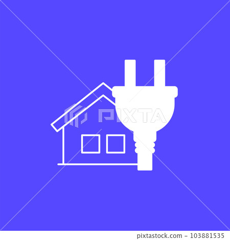 electric home, house icon with a plug electric home, house icon with a plug 103881535