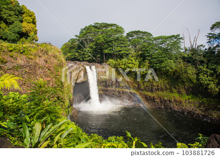 Rainbow Falls, Rainbow Falls in the tropical rainforest of Hawaii Rainbow Falls, Rainbow Falls in the tropical rainforest of Hawaii 103881726