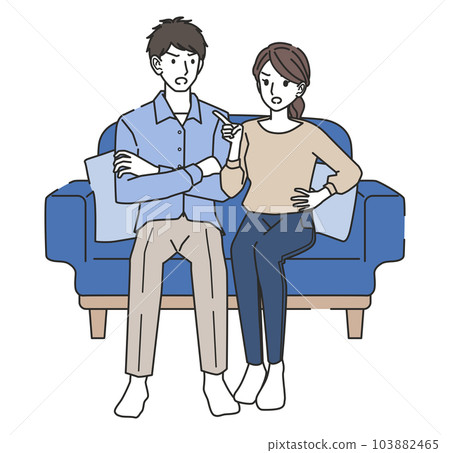couple arguing on sofa couple arguing on sofa 103882465