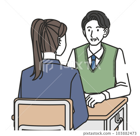 High school girls and junior high school girls having an interview High school girls and junior high school girls having an interview 103882473
