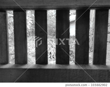 Photo of the air vents in my grandmother's house, black and white, similar to the ventilation in a prison 103882902