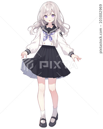 女高中生的站立圖,全身,動漫插圖(生成 AI) 女高中生的站立圖,全身,動漫插圖(生成 AI) 103882969