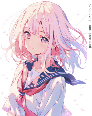 女高中生的站立圖，全身，動漫插圖（生成 AI） 103882979