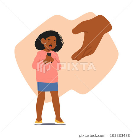 Stubborn Child Clings To Smartphone, Resisting Parental Attempts To Retrieve It, Character Girl Showcasing Addiction Stubborn Child Clings To Smartphone, Resisting Parental Attempts To Retrieve It, Character Girl Showcasing Addiction 103883488