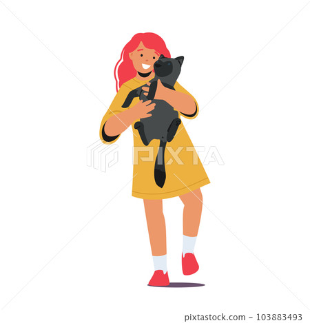 Adorable Child Character Bonding With Their Beloved Cat Companion, Forming A Heartwarming And Joyful Connection Adorable Child Character Bonding With Their Beloved Cat Companion, Forming A Heartwarming And Joyful Connection 103883493
