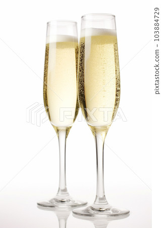 Sparkling wine White background AI-generated image Generative AI 103884729