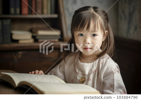 Girl reading a book AI-generated image Generative AI 103884790
