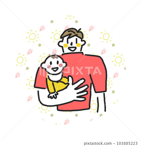 一個年輕的父親抱著一個年輕的嬰兒 Ikumen 插圖素材 一個年輕的父親抱著一個年輕的嬰兒 Ikumen 插圖素材 103885223