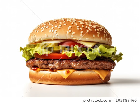 Cheeseburger or hamberger on a white background. fast food 103885466