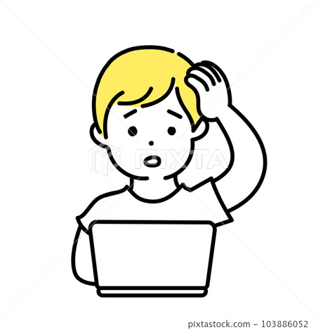 Illustration series of cute people _ men in casual clothes _ worried 103886052