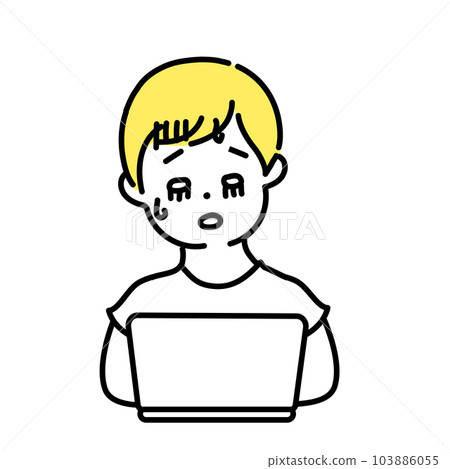 Illustration series of cute people _ men in casual clothes _ tired 103886055