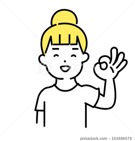可愛的人插畫系列_休閒女人_ok sign 103886078