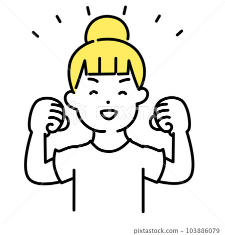 Illustration series of cute people _ Casual woman _ Guts pose 103886079