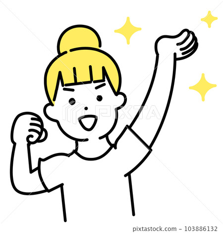 Illustration series of cute people _ women in casual clothes _ lifting 103886132