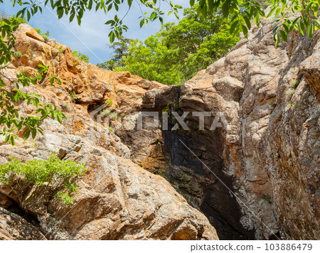 Sunny view of the Post Oak Waterfall landscape of Wichita Mountains Sunny view of the Post Oak Waterfall landscape of Wichita Mountains 103886479