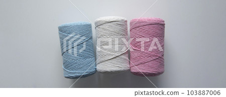 Color yarn for knitting.White background. Isolate. 103887006