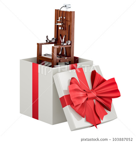 Electric chair inside gift box, 3D rendering Electric chair inside gift box, 3D rendering 103887052