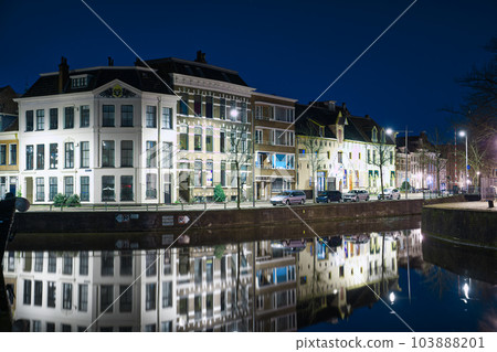 Groningen, Netherlands night Cityscape photographed at night. Groningen during a clear evening. Groningen, Netherlands night Cityscape photographed at night. Groningen during a clear evening. 103888201