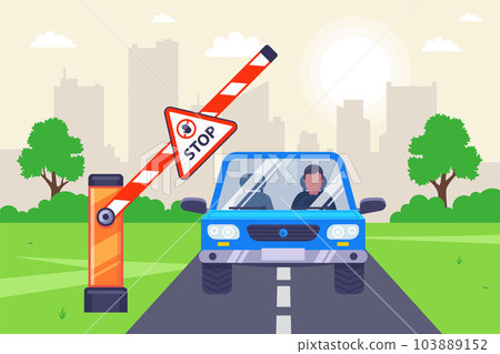 skip the blue car on the toll road. skip the blue car on the toll road. 103889152