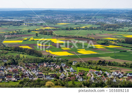 View from Ehrenbuergstein walberla rock at Kirchehrenbach, county Forchheim, upper franconia, bavaria, germany 103889218