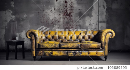 Gold weathered leather chesterfield sofa 103889393