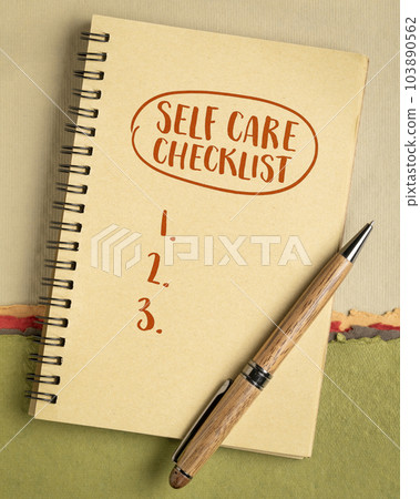 self care checklist on napkin 103890562