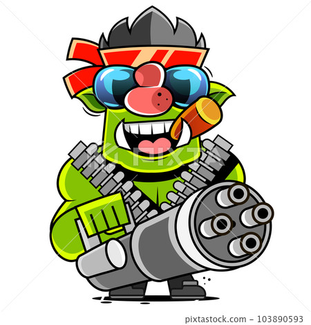 Illustration of an angry, strong orc warrior with his armor, axe and ready 103890593