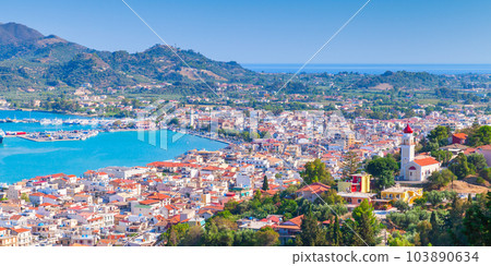 Zakynthos panoramic landscape photo taken on a sunny summer day 103890634