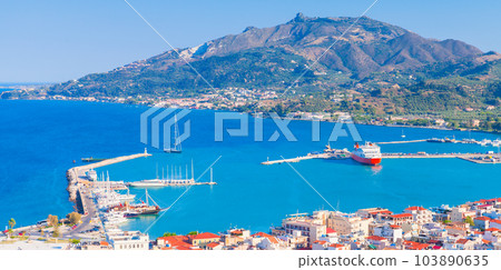 Coastal panoramic landscape of Zakynthos, Greece 103890635