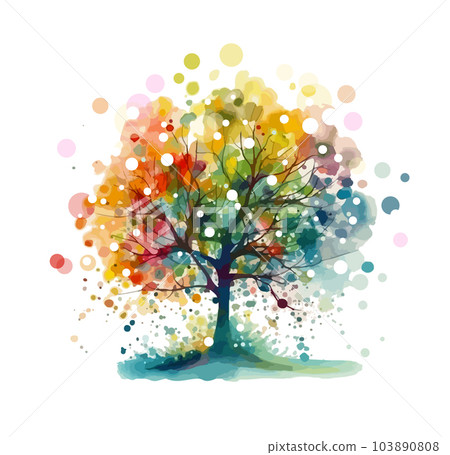 Colorful tree abstract watercolor. Vector illustration Colorful tree abstract watercolor. Vector illustration 103890808