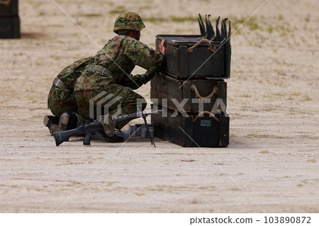 SDF personnel waiting SDF personnel waiting 103890872