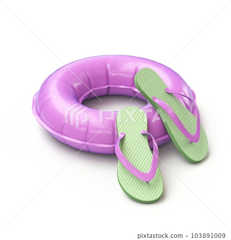 Purple float ring and slippers 3D 103891009