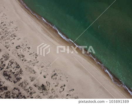 Top view aerial image from drone of an stunning beautiful sea landscape beach  103891389