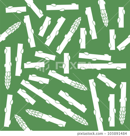 Vector Tasty Fresh White Asparagus Set Isolated on Green Background. Best Food For Vegan. Asparagus Bunch in Cartoon Style. Organic Farm Vegetables 103891484