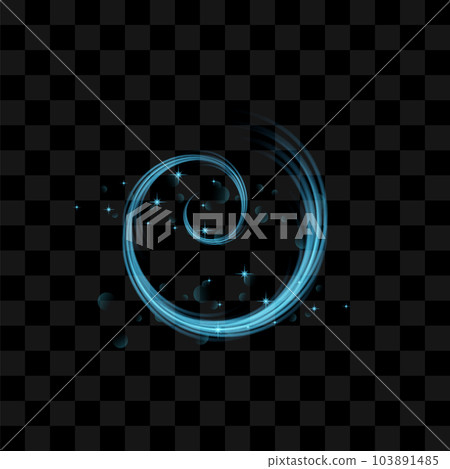 Vector Blue Fresh Air Effect on Checkered Background. Water Transparent Flow. Glow Swirl Light 103891485