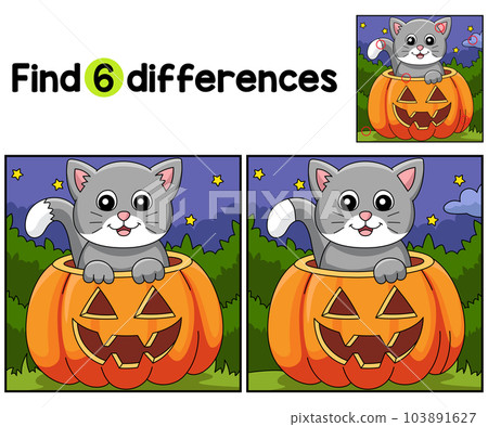 Pumpkin Cat Halloween Find The Differences 103891627