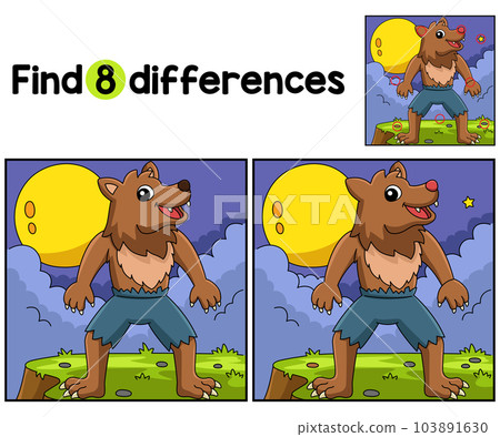 Werewolf Halloween Find The Differences Werewolf Halloween Find The Differences 103891630