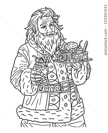 Christmas Santa having a Snack Adults Isolated  103891641