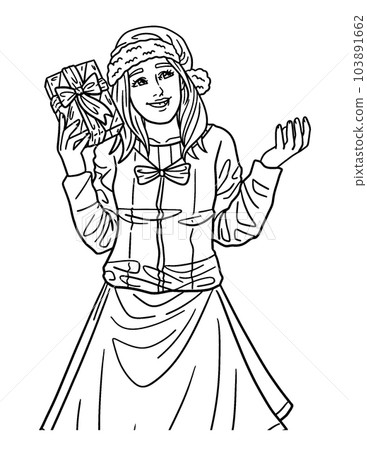 Woman Celebrating Christmas Isolated Adults  103891662