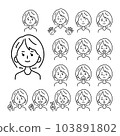 Female facial expression set 103891802