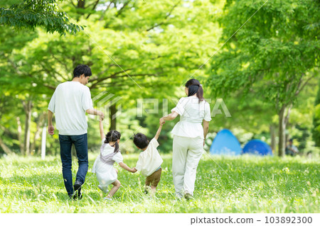 A family walking hand in hand 103892300