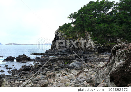 This is the beautiful coastal scenery of Seogwipo, Jeju Island. 103892372