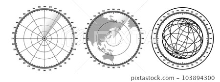 Illustrations of monitoring screens such as radar and sonar Illustrations of monitoring screens such as radar and sonar 103894300