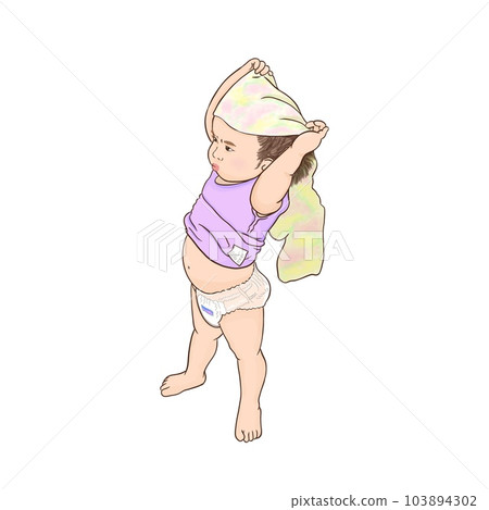 Children and babies who challenge themselves to change clothes Children and babies who challenge themselves to change clothes 103894302